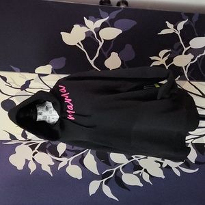Black Hoodie With Front Pouch Pocket Ultra Soft Fleece Pink Screen Print MaMa